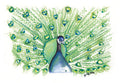 Peacock Watercolour (with hearts) – Original Painting