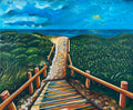 West Coast Winter Original acrylics on canvas by Brigitte James, showing a dune path leading to the ocean.
